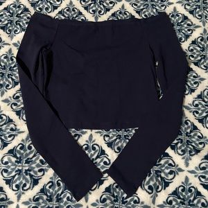 Navy blue over the shoulder crop top